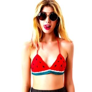 Watermelon crochet knit crop top